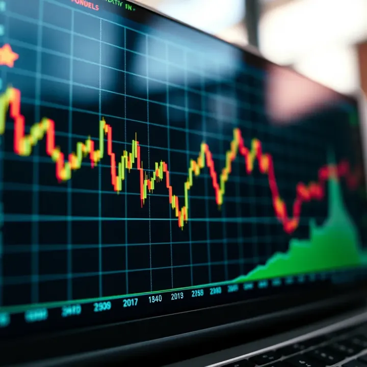 Graph showing fluctuating market volatility with trend lines and data points