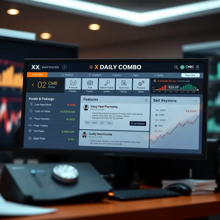 Dashboard displaying features and options of X Empire Daily Combo on a digital interface