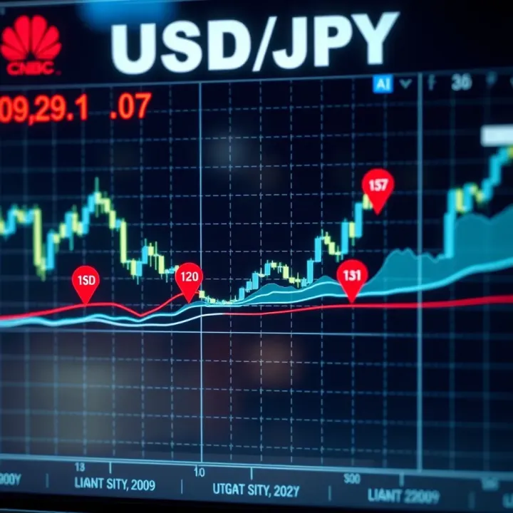 USD/JPY Currency Exchange Trends Influenced by Economic and Geopolitical Factors Graph showing USD and JPY currency exchange rate trends with economic and geopolitical event markers