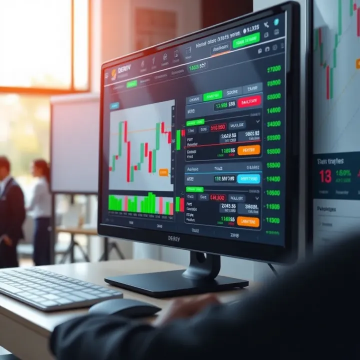 Deriv Platform Integrated with TradingView for Enhanced Trading Interface of Deriv trading platform connected to TradingView with active trade setup and strategy options