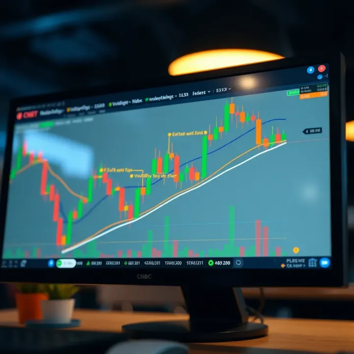 Graph illustrating trading strategy for Volatility Index with annotated entry and exit points