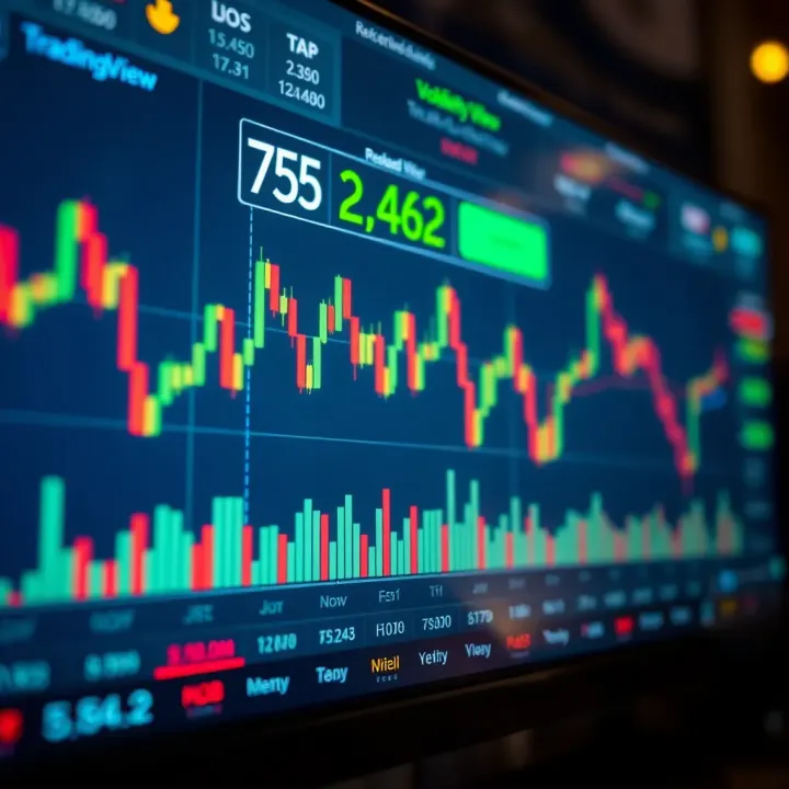 TradingView chart displaying Volatility Index with key technical indicators highlighted