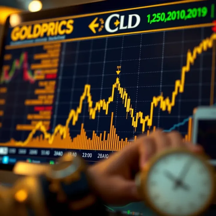 Graph showing fluctuations in gold prices influenced by economic data and geopolitical events