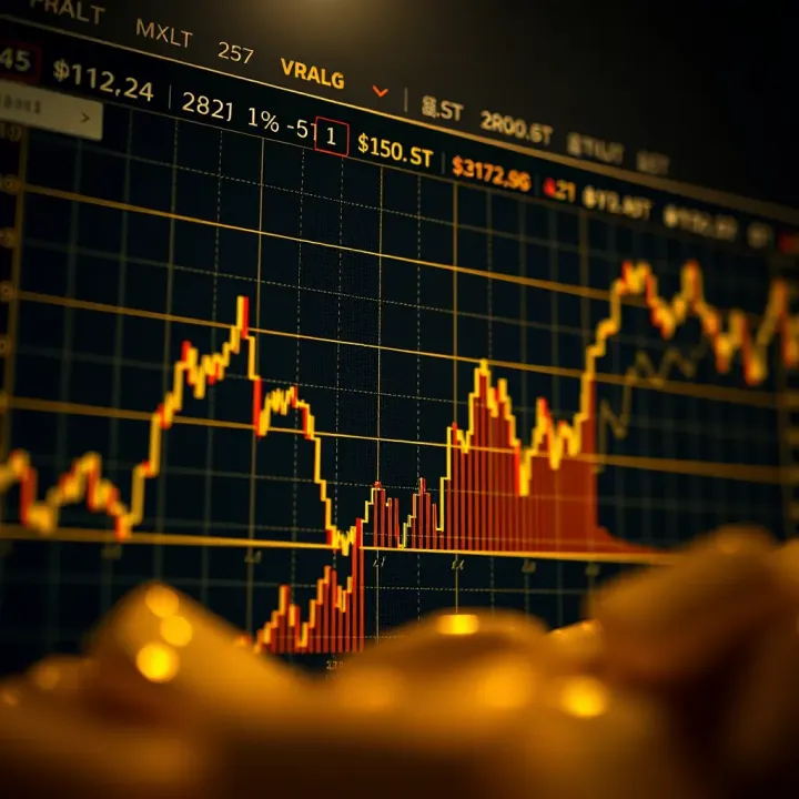 Graph displaying gold price fluctuations influenced by economic indicators and market trends